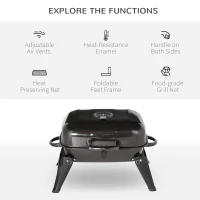 Outsunny  Portable Charcoal  Barbecue BBQ Grill Compact Folding Camping Picnic Garden Party Festival Cooker Table Top with Metal Grid(m-4)