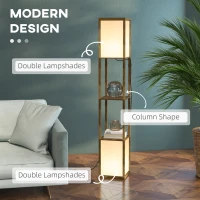 HOMCOM Modern Shelf Floor Lamp with Dual Ambient Light, Standing Lamp Living Room, Bedroom, 156cm, Brown(m-4)