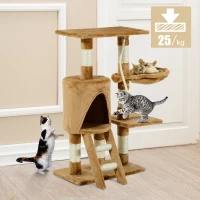 PawHut Arbre à chats multi-équipements griffoirs grattoirs plateformes niche échelle hamac corde 55L x 30l x 96H cm marron(m-10)