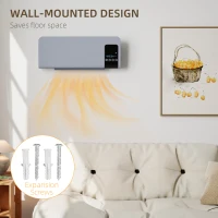 HOMCOM 2000W Wall Mounted Heater, 18-45°C Temperature, Grey(m-8)