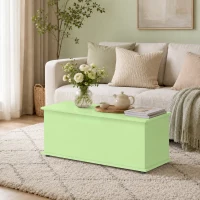 HOMCOM 114L Large Storage Chest, Green Bench Trunk with Safety Hinge for Bedroom, Living Room & Entryway(m-8)
