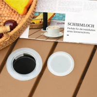 Outsunny® poly-rotan bijzettafel tuintafel voor parasol terrastafel paraplubak incl. zandzak bruin 55,5 l x 55,5 b x 46 h cm(m-5)