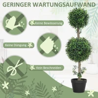 HOMCOM 2er-Set Kunstplanten, Kunstmatige Buxusbomen, UV-bescherming, met Pot, Groen(m-6)