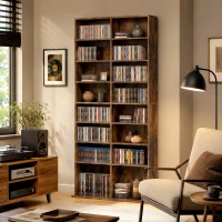 HOMCOM 640 CD Storage Tower - Rustic Brown(m-12)