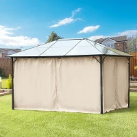 Outsunny 4 Paredes Laterais para Tenda 352x205 cm Laterais para Tenda Universal com Ganchos e Argola em C para Jardim Terraço Bege(m-10)