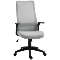 Vinsetto Silla de Oficina Ergonómica Silla Escritorio Giratoria con Altura Ajustable Reposabrazos Soporte Lumbar y Respaldo Alto Transpirable 62x62x113-122 cm Gris(m-1)