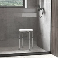 HOMCOM Shower Chair, Height Adjustable Aluminium Shower Stool with Non-Slip Feet for Disabled, Elderly, White(m-9)
