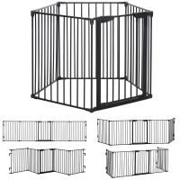 PawHut 2-in-1 Afsluithek, Huisdieren Speelplaats, Veiligheidshek, Opvouwbaar, Metaal, 300 x 3 x 74,5 cm, Zwart
