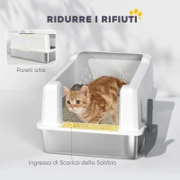 PawHut Lettiera per Gatti Impermeabile con Pareti Rialzate, Vassoio e Paletta, in ABS, 71x50.8x35.5 cm, Bianco(m-5)