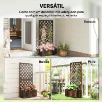 Outsunny Floreira com Treliça de Madeira Maciça Caixa de Plantio com Suporte para Plantas Trepadeiras 72,5x31,5x149,5 cm Marrom(m-7)
