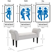 HOMCOM End of Bed Bench, Upholstered Window Seat with Arms and Wooden Legs, Modern Shoe Bench for Entryway, Living Room, Bedroom, Greyish White(m-5)