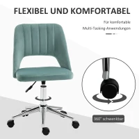 Vinsetto Verstelbare Bureaustoel met Wielen, 360° Draaibaar, Schelpvorm, Schuim, 49 x 60 x 79-91 cm, Groen(m-6)
