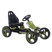 HOMCOM Vélo et véhicule pour Enfants Kart à pédales siège réglable Frein Manuel Roues AR EVA Acier Vert Noir(m-11)