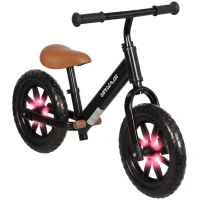AIYAPLAY 11.2" Balance Bike for 2-5 Years, Toddler Bike with Lighting Wheels, Adjustable Seat & Handlebar, Black(m-14)