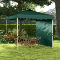 Outsunny Tenda Dobrável 2,5x2,5 m Tenda de Jardim com 1 Parede Lateral Altura Ajustável para Campismo Festas Verde(m-10)