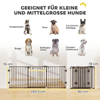 PawHut Absperrgitter Hund Freistehendes Verstellbares Schutzgitter 202,5 x 76 cm Hundegitter Klappbar Türschutzgitter Hundeabsperrgitter für Treppen, Türen, Küche, Flur, 3 Paneelen, Schwarz(m-3)