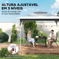 Outsunny Tenda Dobrável 3,5x3,5 m Pop-up com Altura Ajustável 3 Níveis Teto Duplo Fecho Central e Bolsa UPF50+ Cinzento(m-7)