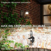 Outsunny Lampada da Esterno con Pannello Solare, Impermeabile IP44 e Accensione Automatica, Nero(m-4)