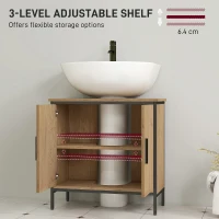 HOMCOM Bathroom Vanity Unit, Under Sink Storage Cabinet with 2 Doors, Adjustable Shelf for Basin without or with Pedestal, Oak(m-5)