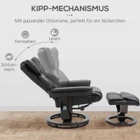 Homcom Relax massagestoel met voetenbank, ligfunctie, kunstleer, zwart(m-5)