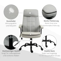 Vinsetto massagebureaustoel in hoogte verstelbare directiestoel gamestoel met massagefunctie ergonomische draaistoel massagestoel linnen look beige 63 x 70 x 112-121 cm(m-8)