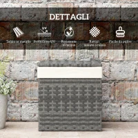 Outsunny Cesta Contenitore da Giardino e Casa in Rattan con Tessuto Interno, 57x34x62cm, Grigio(m-3)