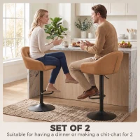 HOMCOM Bar Stools Adjustable Heights Breakfast Bar Stools Backrest Armrests Set of 2, Brown(m-4)