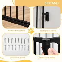 PawHut Cancellino per Cani Taglia Piccola e Media Pieghevole a 3 Pannelli, 180x3x74.5 cm, Nero(m-6)