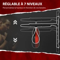 SPORTNOW Plateforme murale avec poire de vitesse sac de frappe pour entraînement de boxe, hauteur ajustable pivotant à 360°(m-4)