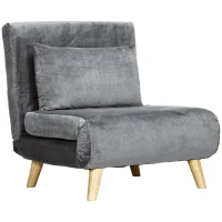 HOMCOM 2-in-1 Stoel, Relaxstoel, Gastenbed, 72 cm x 78 cm x 79 cm, Grijs(m-10)