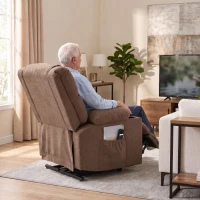 HOMCOM Dual Motor Recliner Chair, 55° Electric Lift Chair for Elderly, Recliner Armchair with Massage and Heat, Brown(m-10)