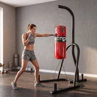 SPORTNOW Punching Bag with Stand for Adults, Freestanding Boxing Stand with Heavy Bag and Weight Plate Storage, Red(m-9)