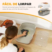 PawHut Transportadora para Gatos e Cães Pequenos de Plástico Suporta até 4 kg com Claraboia Taça Porta de Aço Cinzento Claro(m-8)
