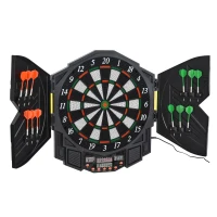 SPORTNOW Elektronische Dartscheibe Dartboard mit Sprachansagen Englische Stimme LED-Anzeigen 12 Darts 27 Spiele 216 Varianten Dartautomat mit Türen Dartscheibe Set für bis zu 8 Spieler(m-1)