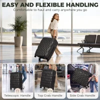HOMCOM 77cm 98L Suitcase, Lightweight ABS Hard Shell Carry On Luggage with TSA Lock, Spinner Wheels, Telescopic Handle, Black(m-8)