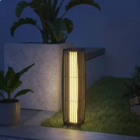 Outsunny Solar Rattan Floor Lamp, Outdoor Garden Lantern with Auto On/Off LED Lights, IP44 for Patio, Terrace, Dark Grey(m-10)