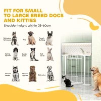 PawHut Barrière pour chien, largeur ajustable 76-102cm, barrière extra large avec porte pour chat, blanc(m-9)