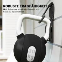 SPORTNOW 4-delige Set Verticale Fietswandhouders met 30 kg Draagcapaciteit, Inklapbaar voor 4 Fietsen Zwart(m-5)