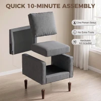 HOMCOM Accent Chair, Removable Pillow Linen Armchair with Comfy Spring Cushion for Living Room, Bedroom, Study, Dark Grey(m-8)