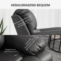 HOMCOM Relaxstoel, Verstelbare Leuning & Voetsteun, Draaibaar, tot 150 kg, Stalen Frame, 93x100x98cm, Zwart(m-7)