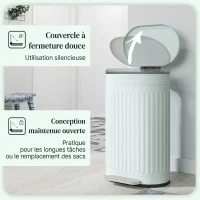 HOMCOM Poubelle de cuisine poubelle à pédale 30L couvercle à fermeture douce seau intérieur amovible 36,5 x 31,2 x 60,8 cm vert(m-5)