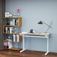 Vinsetto Secretária de Pé com Altura Ajustável a Manivela e Bancada de Carbono Secretária Elevatória para Escritório Estúdio Sala de Estar Carga Máxima 150kg 120x60x72-117cm Madeira e Branco(m-10)