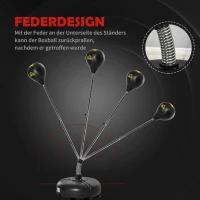 HOMCOM boksballenset stabox fitness bokszak trainingsset 133-151 cm in hoogte verstelbaar met 1 paar handschoenen geschikt voor professionals en beginners zwart(m-6)