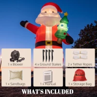 Outsunny Inflatable Christmas Decoration, 8FT Christmas Inflatable Santa with Bright LED Light, Red(m-7)