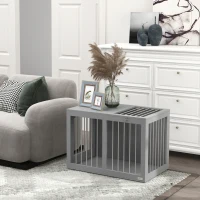PawHut Hondenkooi Hondenbench Hondenreismand, 2 deuren, vergrendelbaar, stalen gaas, 80 cm x 50 cm x 56,5 cm, Grijs(m-9)