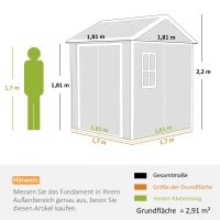 Outsunny Tuinhuis, tuinschuur met venster, afsluitbare deur, kunststof, grijs(m-3)