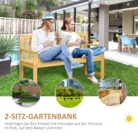 Outsunny 2-zits tuinbank hout, weerbestendige zitbank, tuinmeubel met rugleuning, 240 kg draagbaar 140 x 50 x 85 cm, Orange(m-4)