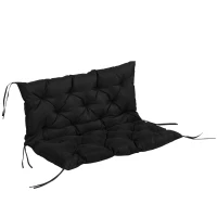 Outsunny 3-zits Bankkussen 100x98x8 cm met Banden, Bankkussen voor Tuinmeubels Schommelbank, Zwart(m-11)