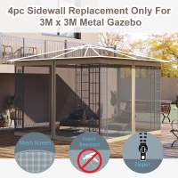 Outsunny 302 x 207cm Universal Replacement Mesh Sidewall Netting for Gazebos and Canopy Tents, (Sidewall Only) Beige(m-4)