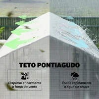 Outsunny Estufa Tipo Túnel 395x300x200 cm com Porta de Malha e 8 Janelas Estufa de Jardim com Cobertura de PE Branco(m-9)